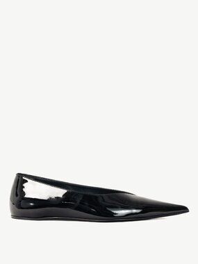 Toteme "The Patent Asymmetric" Black Pointed-Toe Ballet Flats